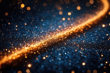 Poster - A blurred image of a golden spiral on a black background