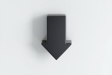 Aufkleber - A simple, dark gray 3D arrow pointing downwards, isolated on a white background.