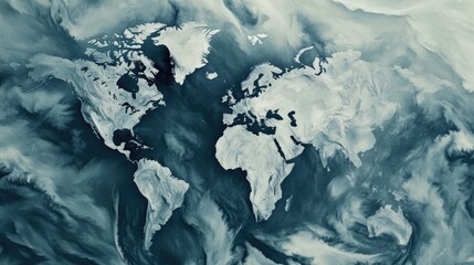 Poster - A classic black and white image of a world map, perfect for educational or decorative purposes