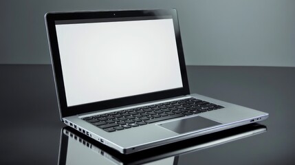 Poster - A laptop computer sitting on a table, ready for use