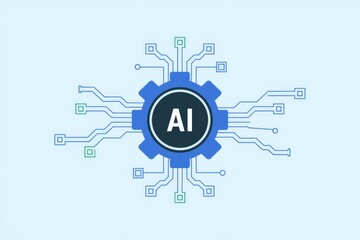 Poster - AI-powered system with interconnected components, representing intelligent automation and machine learning.