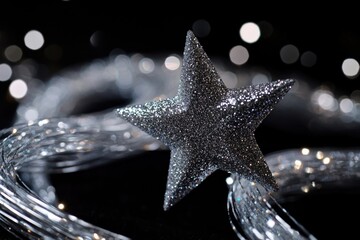 Poster - A silver star sits atop a heap of silver wires, great for tech and innovation concepts