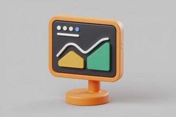 Poster - 3D render of a minimalist infographic showing data growth and progress.