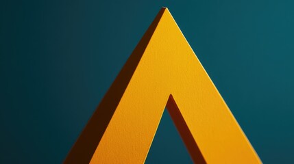 Poster - a close-up shot of a bright yellow triangle on a calm blue background, perfect for design and illust