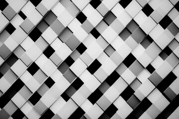 Poster - A black and white photograph of a repeating square pattern