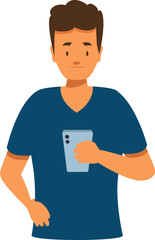 Poster - man using smartphone, enjoying mobile technology and staying connected in contemporary world