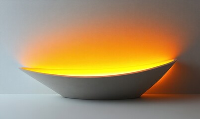 Wall Mural - Curved lamp, glowing orange, modern design.