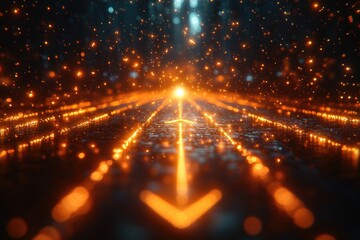 Poster - Abstract representation of a glowing arrow, ideal for use in futuristic or sci-fi concepts