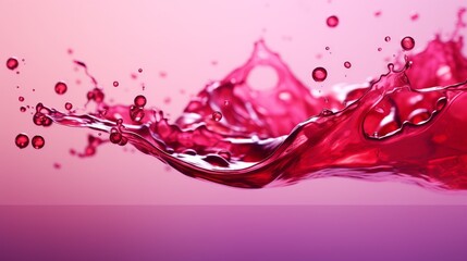 Poster - Vibrant red liquid splashing against a soft pastel background at twilight. Generative AI