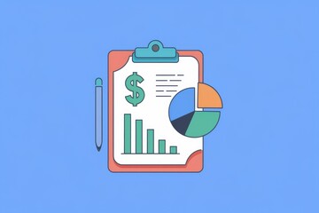 Aufkleber - Financial report with bar and pie charts showing business performance and financial data.