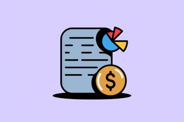 Poster - Financial report with pie chart and dollar coin showing financial analysis and data.