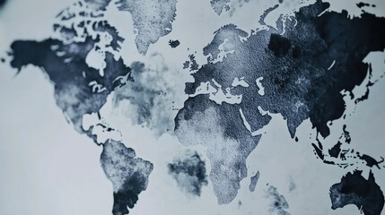 Poster - A classic black and white illustration of the world map, suitable for use in educational or historical contexts
