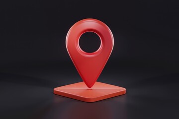 Poster - A red 3D location pin icon on a transparent background.