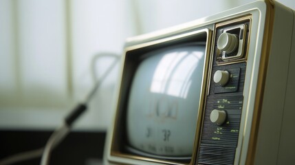 Poster - A vintage television set placed on a table, ready for use