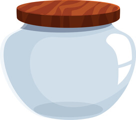 Poster - empty glass jar with wooden lid, perfect for storing and preserving food, showcasing a clean and cla