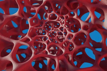 Poster - Abstract red 3D structure with a blue background
