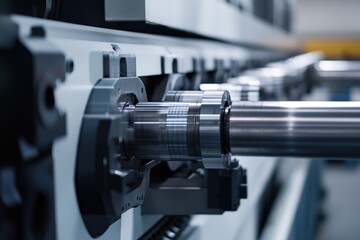 Poster - A close-up shot of a machine in a industrial setting, suitable for use in an article or report about manufacturing processes