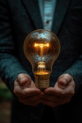 Poster - A person holds a light bulb, ready to illuminate