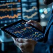 © BG_Illustrations - A businessman analyzing financial data on a tablet in a corporate setting. Perfect for illustrating growth strategies, investment, and business analytics.