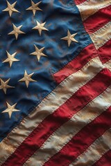 Wall Mural - A detailed shot of the American flag's star pattern, suitable for patriotic themes or Independence Day celebrations