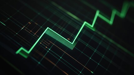Poster - close-up shot of a green line on a black background, suitable for use in presentations or designs wh