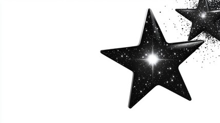 Poster - simple illustration of two black stars against a white background