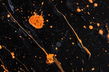 Poster - A detailed view of an orange-colored material on a dark background, suitable for use in presentations about materials science or as a design element