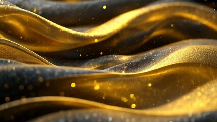 Poster - Shimmering golden waves creating a mesmerizing texture with sparkling particles in a luxurious setting
