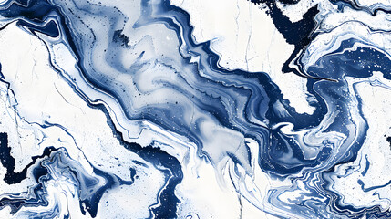 Wall Mural - marble rock texture with blue ink pattern, generative ai