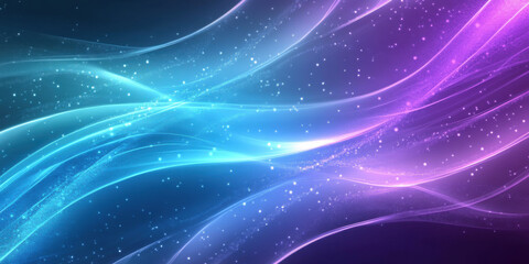 Wall Mural - a sleek abstract background with gradient waves in vibrant blue and purple tones, accented by glowin