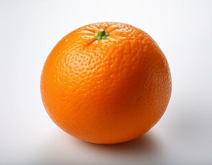 Wall Mural - a single whole orange with a vibrant orange peel placed on a clean white background