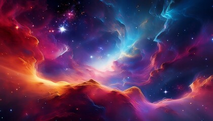 Wall Mural - amazing nebula colors colorful nebuo galaxy background space stars fantasy fantasy 3d render hd wall