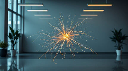 Poster - Abstract digital network in modern office