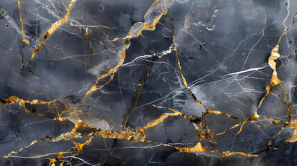 Wall Mural - marble texture background featuring striking golden veins on the surface, generative ai