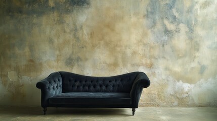 Poster - Elegant Velvet Sofa in a Soft Light Room
