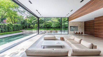 Poster - Serene Minimalist Living Room with Large Windows