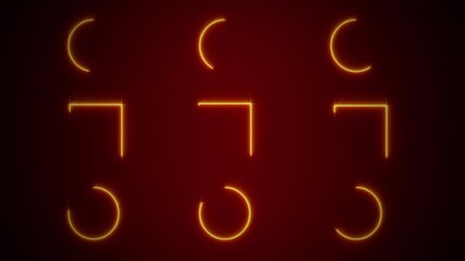 Wall Mural - laser circles on red abstract background 4k loop features a dark red gradient background with laser 