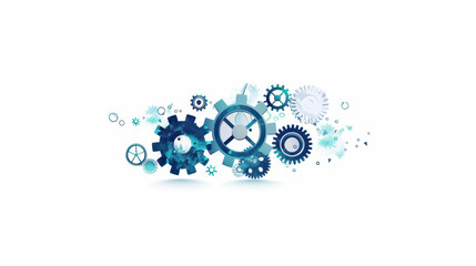 Poster - innovative gears and cogs in blue and white, symbolizing technology and engineering. design conveys 