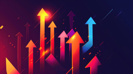 Poster - Colorful arrows representing growth and progress in dynamic design