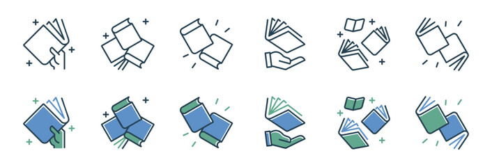 Poster - library shining star book icon set education online book with fantasy magical light signs vector illustration for web and app