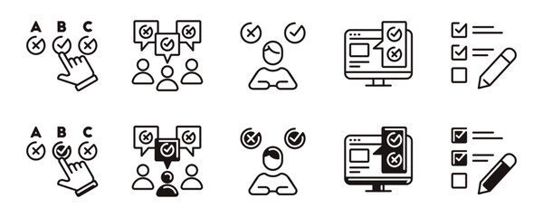 Leinwandbilder - survey questionnaire feedback icon line set business multiple choice opinion review service evaluation signs vector outline illustration