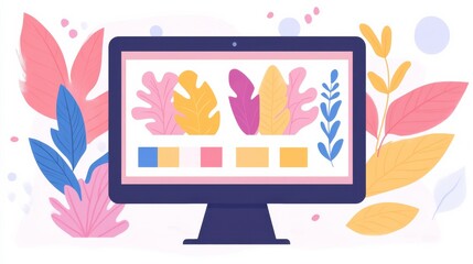 Poster - Bright Computer Screen with Natural Elements Design