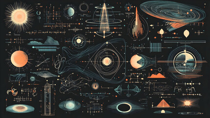 Wall Mural - Cosmic Data Visualization Celestial Bodies,  Space Exploration