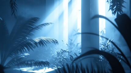 Poster - Serene Natural Light Through Greenery in Bright Environment