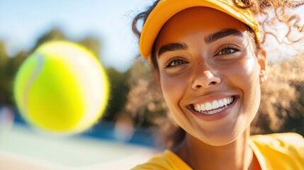 Dynamic young woman enjoying paddle tennis on a sunny outdoor court