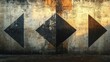 © Margarita - Directional Arrows for Navigation Choices on Weathered Wall in Urban Setting
