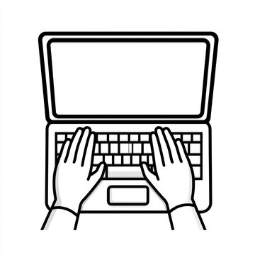Hands Typing on a Laptop Keyboard Illustration