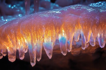 Sticker - Illuminated ice formations, glowing icicles.