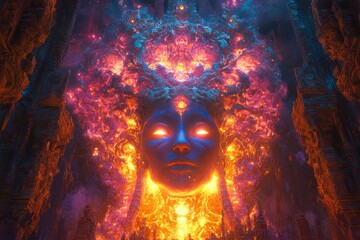 Wall Mural - Fiery Goddess within Ancient Ruins