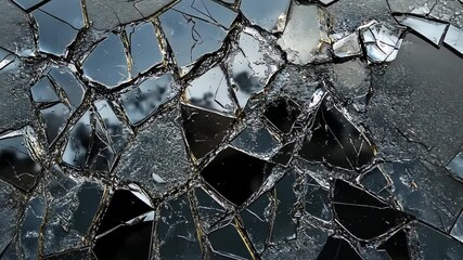 Poster - Shattered reflections captured in a stunning display of fractured glass and light interplay during an evening stroll. Generative AI